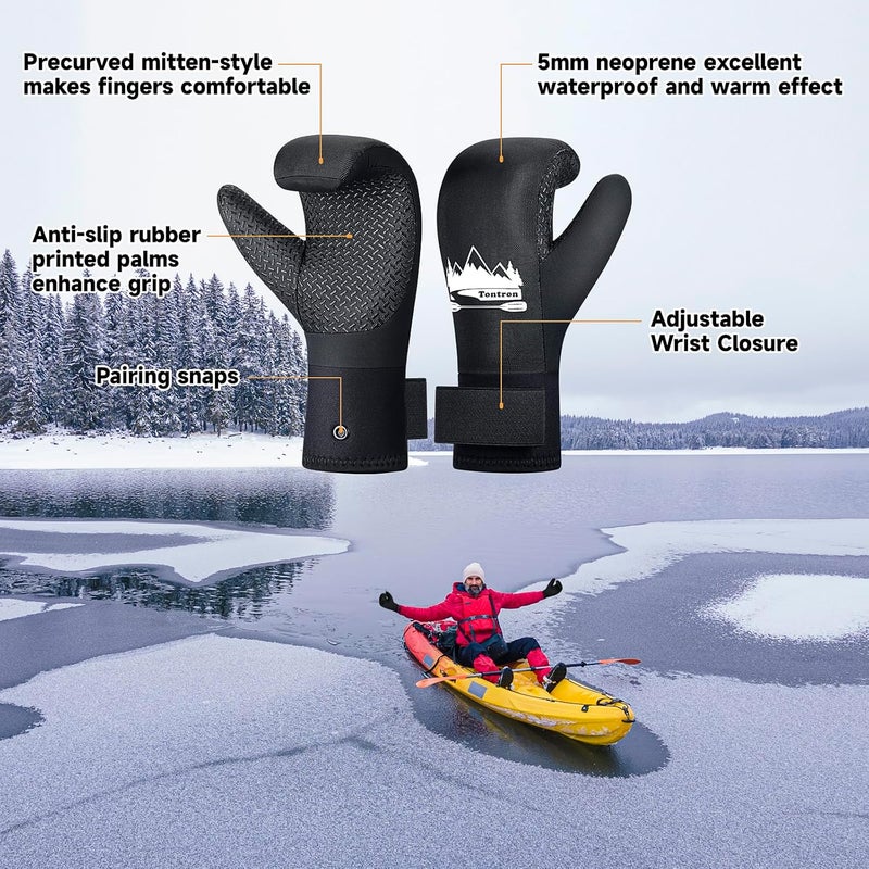 Tontron 3mm Neoprene Paddling Kayaking Mitts - Image 2
